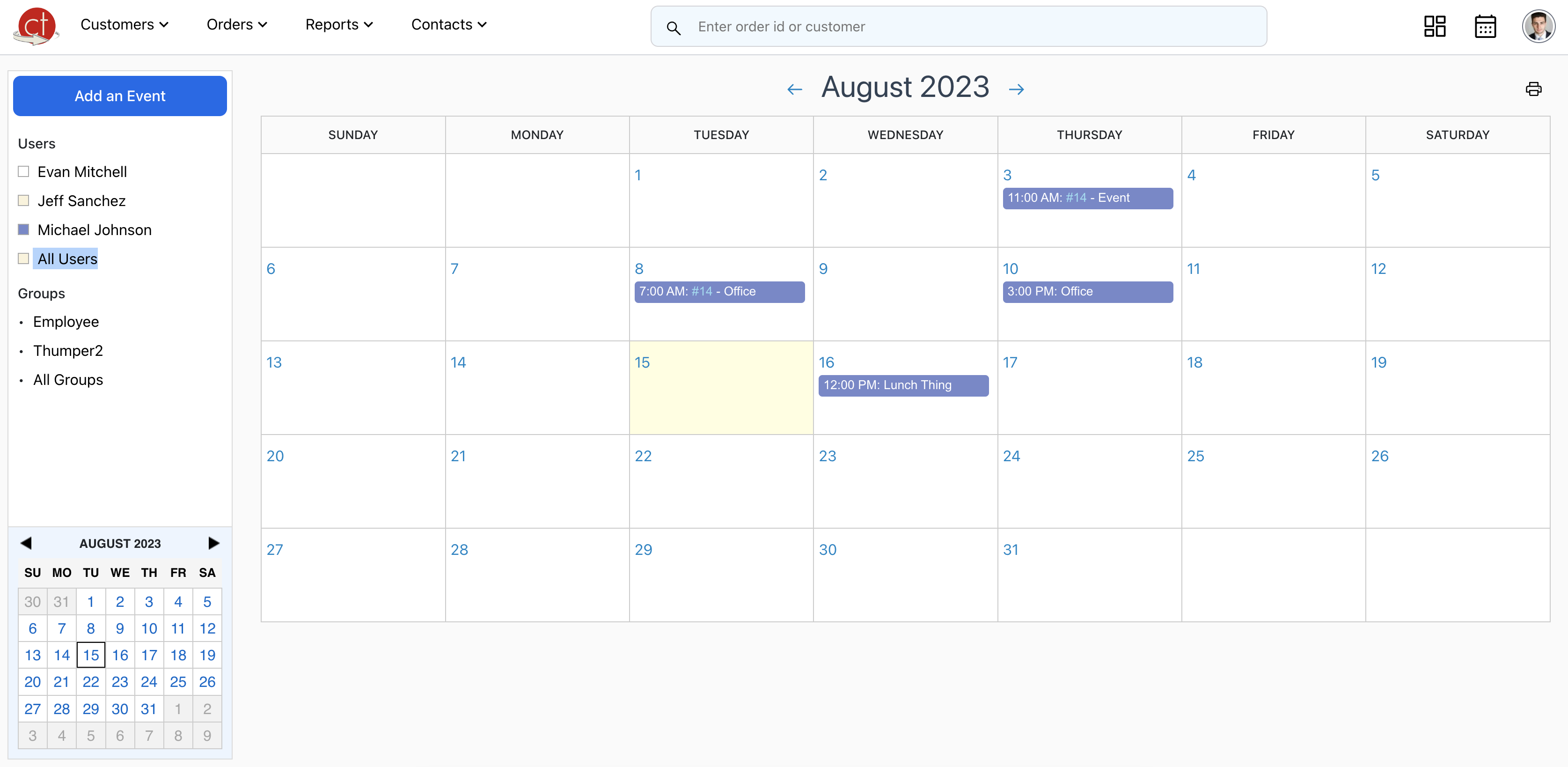 A screenshot of the Scheduler page.