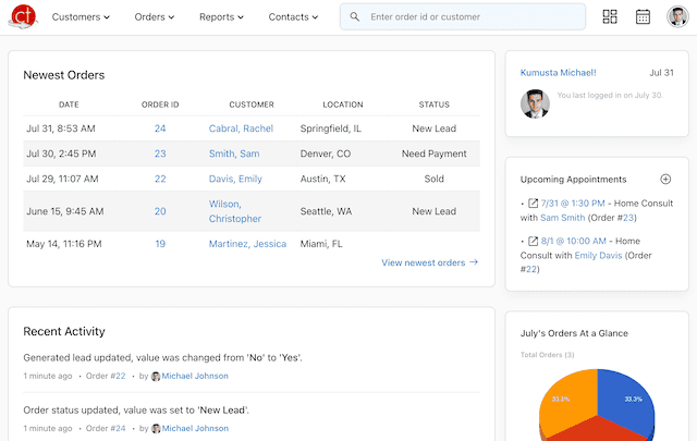 Dashboard page screenshot